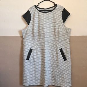 Shift dress with faux leather detail